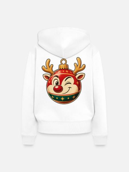 Fröhliches Rentier-Ornament - Frauen Premium Bio Zip Hoodie - Weiß