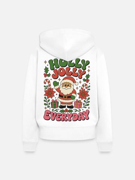 Holly Jolly Everyday - Frauen Premium Bio Zip Hoodie - Weiß