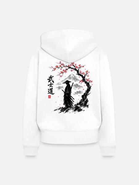 Samurai Spirit Japanische Kriegerkunst - Frauen Premium Bio Zip Hoodie - Weiß