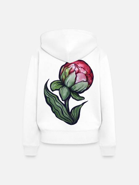 Petal Bloom Aquarell Pfingstrose - Frauen Premium Bio Zip Hoodie - Weiß