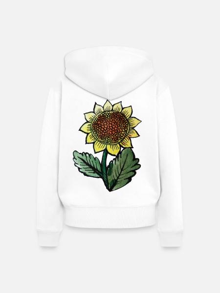 Sonnenblumen-Skizze-Botanischer Tee - Frauen Premium Bio Zip Hoodie - Weiß