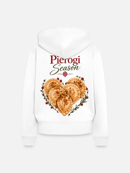 Pierogi-Saison polnisches Weihnachtsessen-Design - Frauen Premium Bio Zip Hoodie - Weiß