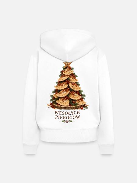 Wesołych Pierogów polnisches Weihnachtsbaumdesign - Frauen Premium Bio Zip Hoodie - Weiß
