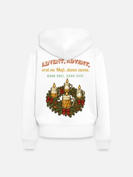 Advent Advent erst oa Maß - Frauen Premium Bio Zip Hoodie - Weiß
