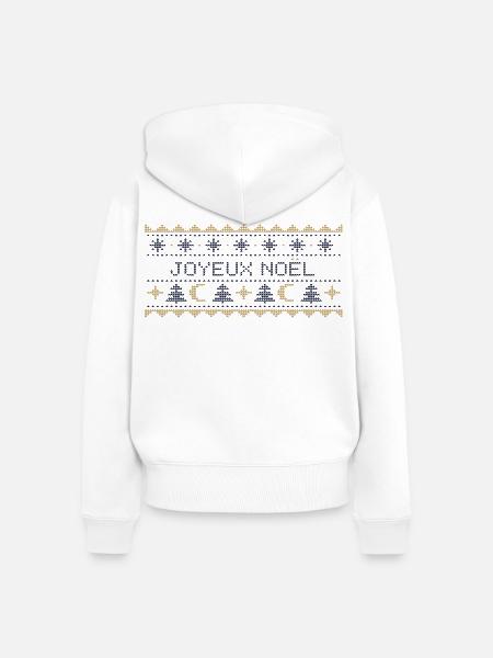 Himmlischer Weihnachtspullover – Gestrickter Mond und Sterne - Frauen Premium Bio Zip Hoodie - Weiß