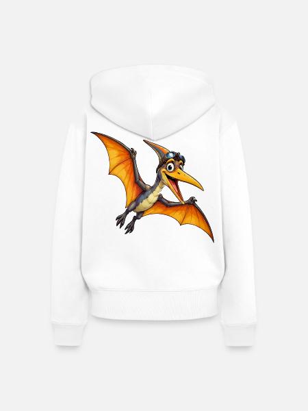 Dino mit Kopfhörer Sonnenbrille - Frauen Premium Bio Zip Hoodie - Weiß