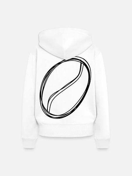 Kaffeebohne handgezeichnet - Frauen Premium Bio Zip Hoodie - Weiß