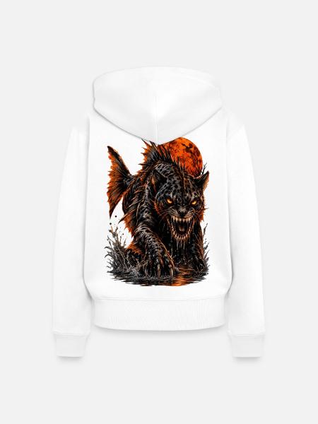 panther-piranha-hybrid-halloween-horror-bigcrea - Frauen Premium Bio Zip Hoodie - Weiß