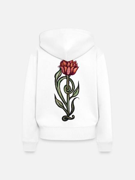 Karmesinrote Flammenblüte - Frauen Premium Bio Zip Hoodie - Weiß