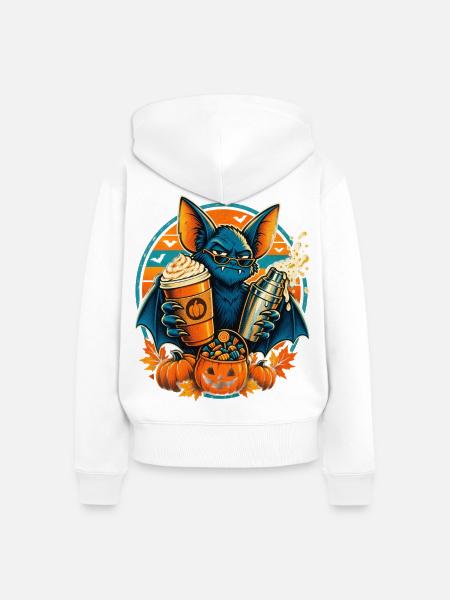 Halloween Vampirfledermaus Bar-Schichtchaos - Frauen Premium Bio Zip Hoodie - Weiß