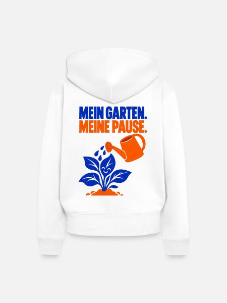 Mein Garten. Meine Pause. – Gartenliebe - Frauen Premium Bio Zip Hoodie - Weiß