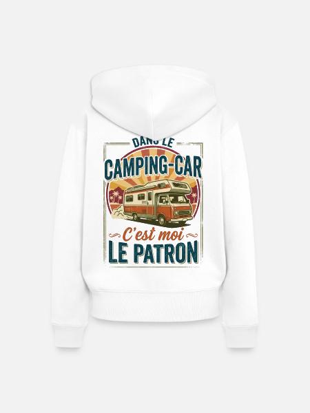 Im Wohnmobil bin ich der Chef - Frauen Premium Bio Zip Hoodie - Weiß