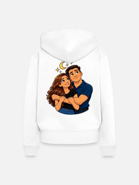 Moonlit Embrace Duo - Frauen Premium Bio Zip Hoodie - Weiß