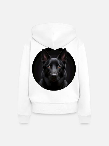 Schwarzer Schäferhund Portrait - Frauen Premium Bio Zip Hoodie - Weiß