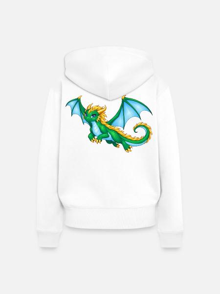 Smaragdgrüne Drachendame mit goldener Mähne - Frauen Premium Bio Zip Hoodie - Weiß