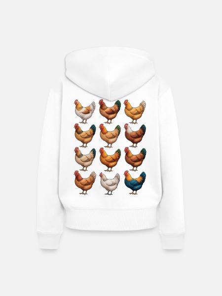 Lebendiges Hennen-Mosaik-Huhn - Frauen Premium Bio Zip Hoodie - Weiß