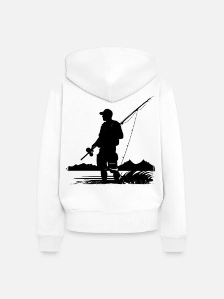 Angeln Skizze - Frauen Premium Bio Zip Hoodie - Weiß
