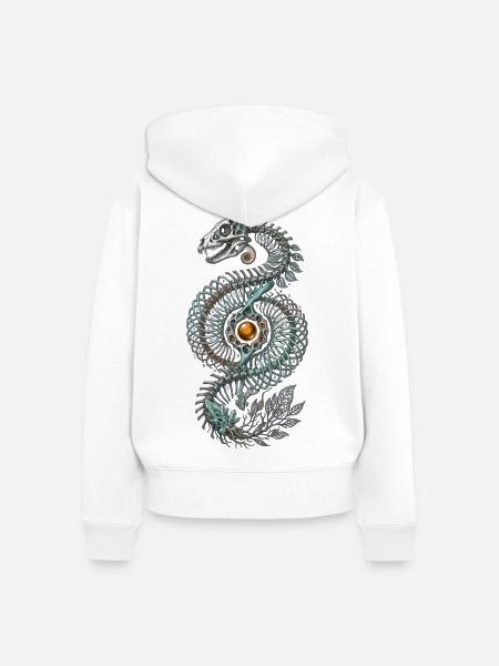 Skelett Dinosaurier Natur Fantasy Kunst - Frauen Premium Bio Zip Hoodie - Weiß