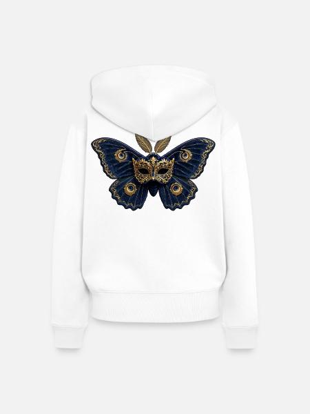 Goldener Venezianer Schmetterling - Frauen Premium Bio Zip Hoodie - Weiß