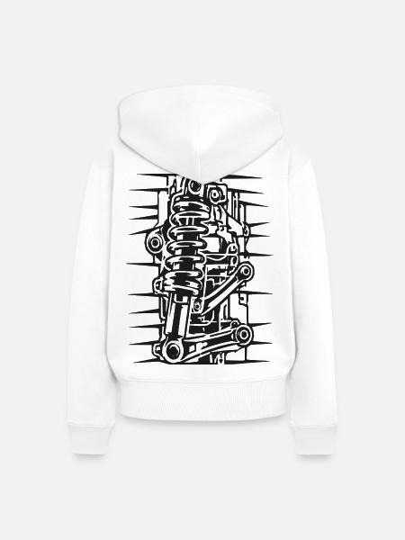 Coilover Lineart Federungskunst - Frauen Premium Bio Zip Hoodie - Weiß