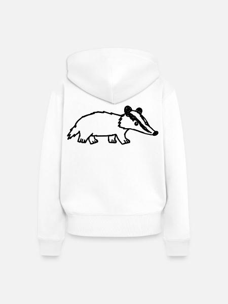 Dachs im Kinder-Kritzelstil - Frauen Premium Bio Zip Hoodie - Weiß
