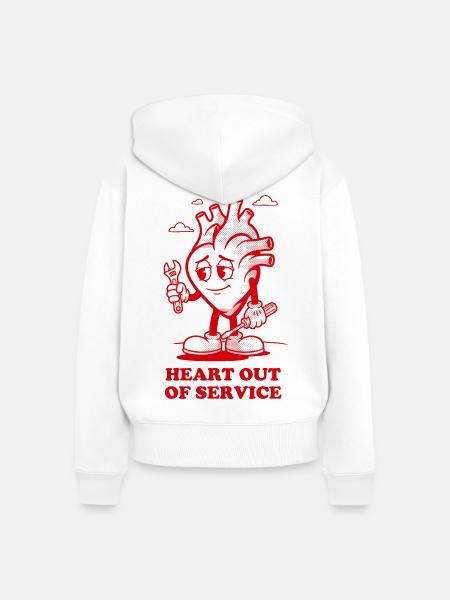 Herz außer Betrieb - Frauen Premium Bio Zip Hoodie - Weiß