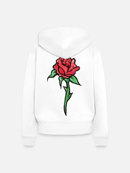 Crimson Rose Aquarell-Skizze - Frauen Premium Bio Zip Hoodie - Weiß