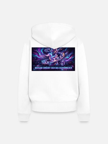 Neon-Eichhörnchen im Galaxienfluss - Frauen Premium Bio Zip Hoodie - Weiß