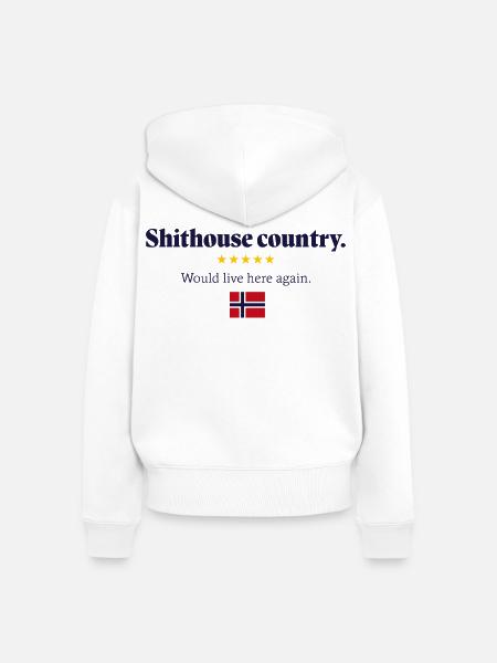 Scheißhaus-Land 5 Sterne - Frauen Premium Bio Zip Hoodie - Weiß