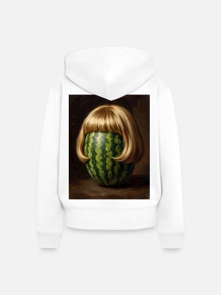 Wassermelone Bob Perücke - Frauen Premium Bio Zip Hoodie - Weiß