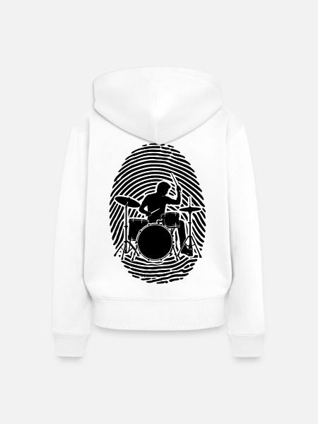 Schlagzeug Drummer Fingerabdruck Schlagzeugliebe - Frauen Premium Bio Zip Hoodie - Weiß
