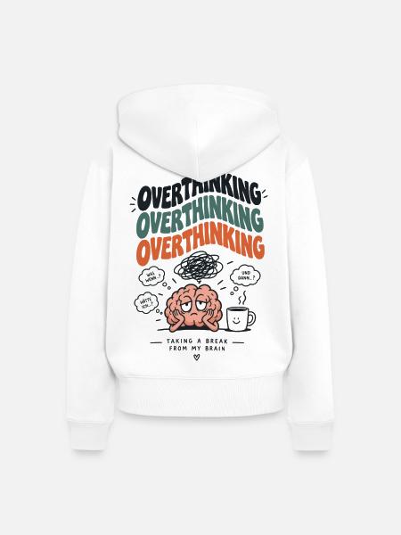 Überdenken-Pause Gehirnhumor - Frauen Premium Bio Zip Hoodie - Weiß
