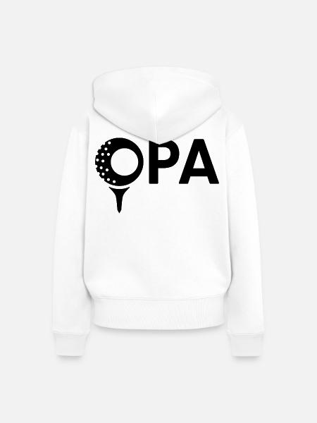 Opa mit Golfball – Schwarz - Frauen Premium Bio Zip Hoodie - Weiß
