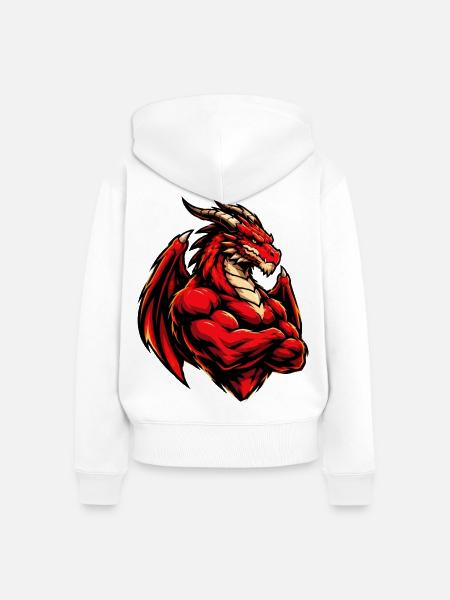 Feuerdrache Kraftbild - Frauen Premium Bio Zip Hoodie - Weiß