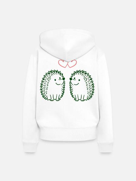 Herzchen-Igel Duo Liebesillustration - Frauen Premium Bio Zip Hoodie - Weiß