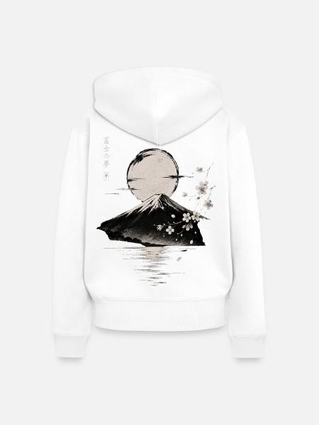 Fuji Berg unter Mondlicht - Frauen Premium Bio Zip Hoodie - Weiß
