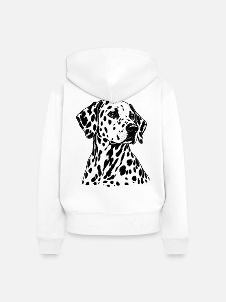 Dalmatiner – Schwarz Weiß Hundeporträt - Frauen Premium Bio Zip Hoodie - Weiß