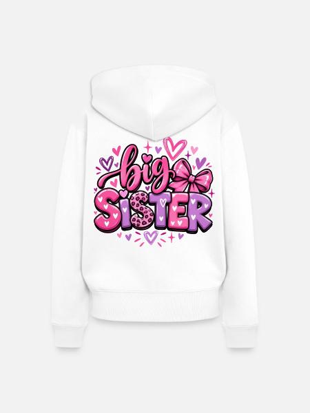 Big Sister - Große Schwester - Geschwister - Frauen Premium Bio Zip Hoodie - Weiß