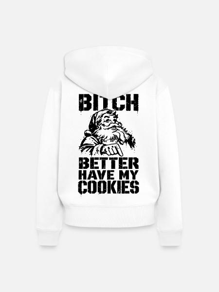 Lustiger Weihnachtsspruch mit Santa - Frauen Premium Bio Zip Hoodie - Weiß