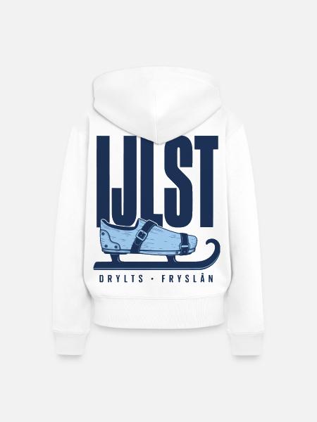 IJlst Drylts Friesland Holzschlittschuh Design - Frauen Premium Bio Zip Hoodie - Weiß