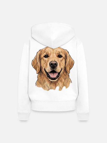 Goldener Retriever Porträt Illustration - Frauen Premium Bio Zip Hoodie - Weiß