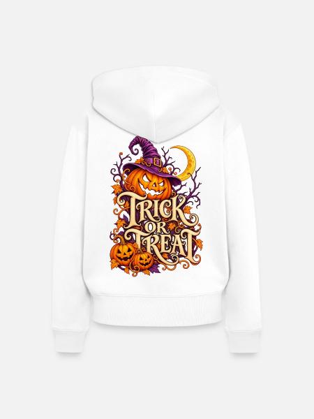 Halloween - Trick or Treat - Frauen Premium Bio Zip Hoodie - Weiß
