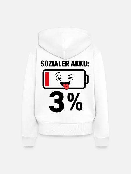 Witziger Akku Ladebalken - Frauen Premium Bio Zip Hoodie - Weiß