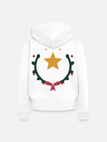 Weihnachtsstern im Kranz aus Winterzweigen - Frauen Premium Bio Zip Hoodie - Weiß
