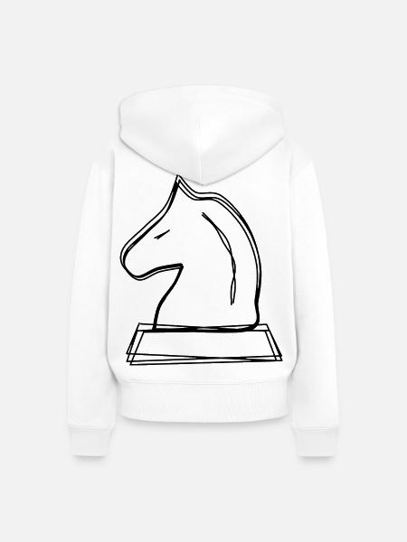 Schachspringer handgezeichnet - Frauen Premium Bio Zip Hoodie - Weiß