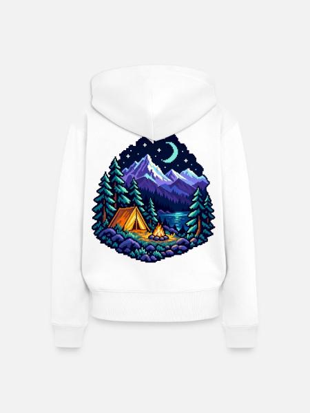 Camping unter dem Mond - Frauen Premium Bio Zip Hoodie - Weiß