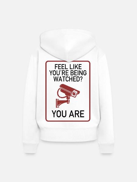 Feel Like You’re Being Watched? - Frauen Premium Bio Zip Hoodie - Weiß