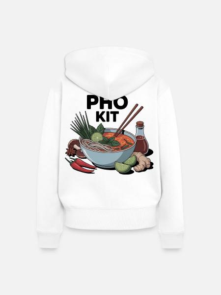 Pho Kit Lustige Nudelsuppenliebhaber - Frauen Premium Bio Zip Hoodie - Weiß