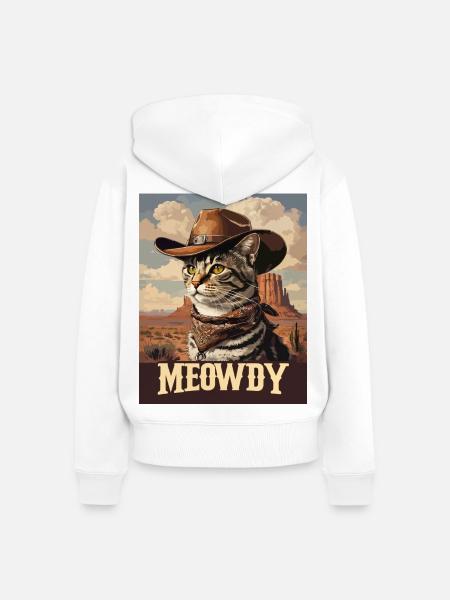 Western- und Wüsten-Meowdy Cowboy-Katze - Frauen Premium Bio Zip Hoodie - Weiß