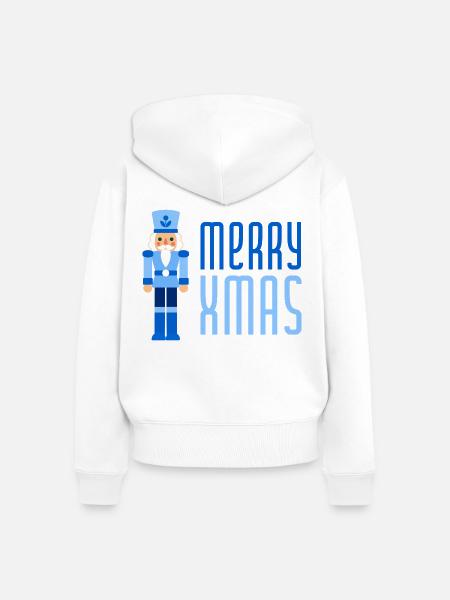 Merry Xmas Nussknacker blau - Frauen Premium Bio Zip Hoodie - Weiß